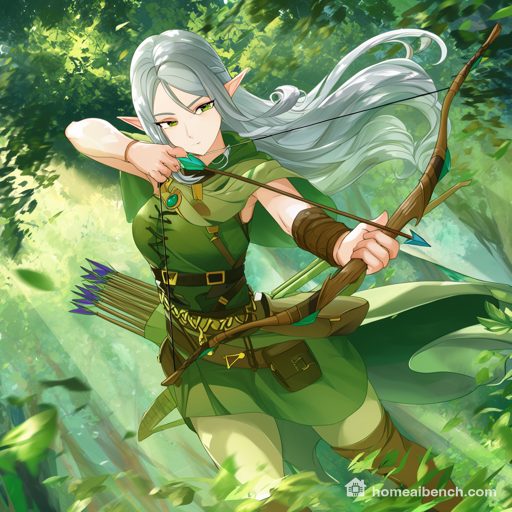 MossAD-Demo, Anime: elf archer, prompt anime-r2, seed 401