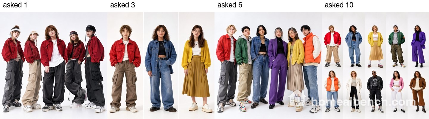 Asked for 1, 3, 6 and 10 people
