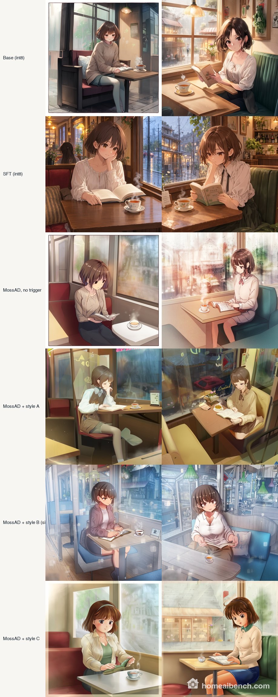 Café prompt, six variants