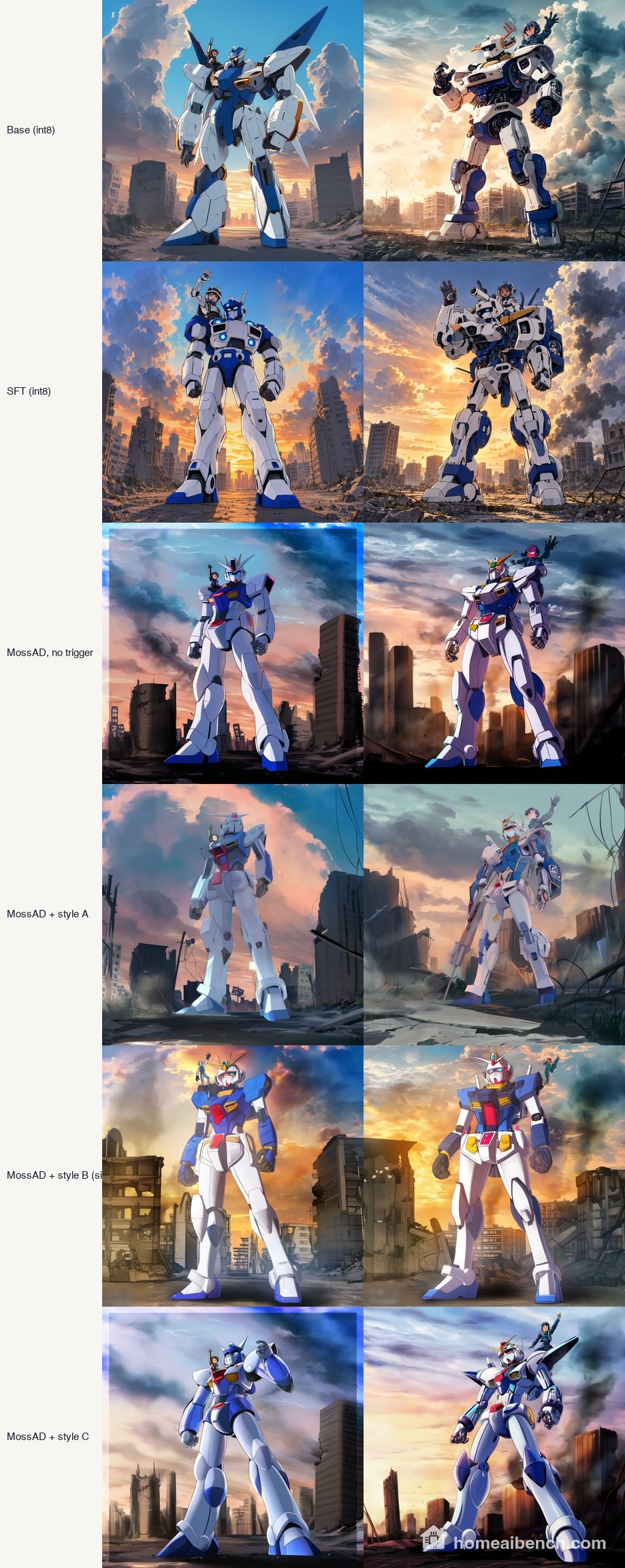 Robot prompt, six variants